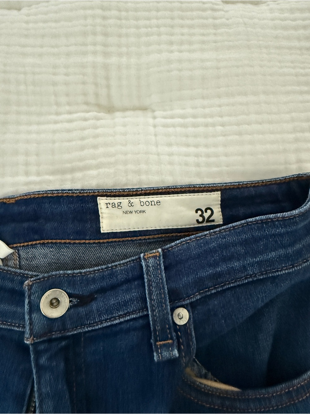 rag & bone Women's Straight Leg Dark Blue Denim Jeans